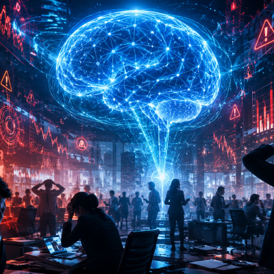 Visualization of humans and AI working together in a future workplace